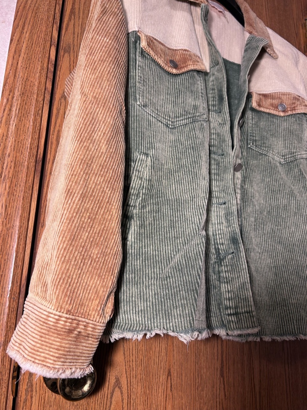 Entro Raw Hemmed Boho Patchwork Lightweight Shacket - Picture 3 of 5